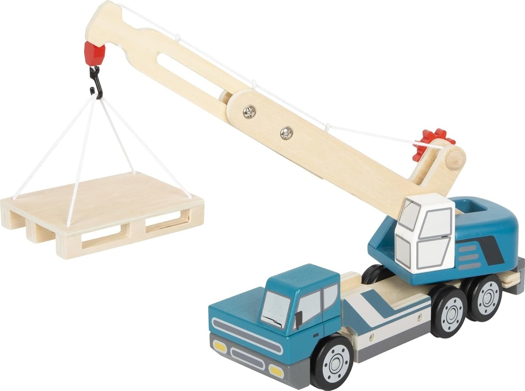 Small Foot Kraanwagen Met Pallet Van Hout Speelvoertuig Voor Kinderen Met 360° Draaibare Kraan En Accessoires Vanaf 2 Jaar 12639