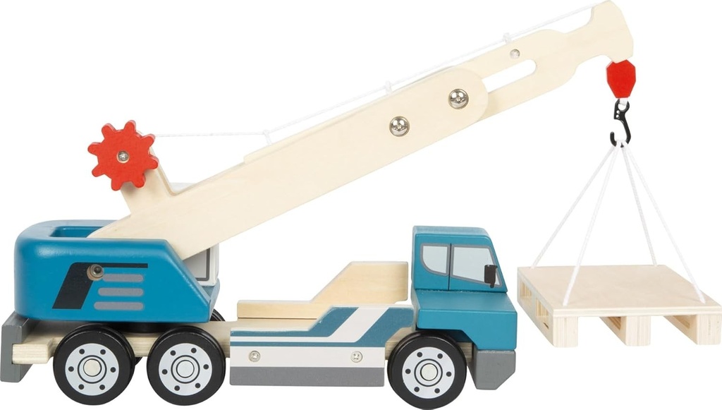 Small Foot Kraanwagen Met Pallet Van Hout Speelvoertuig Voor Kinderen Met 360° Draaibare Kraan En Accessoires Vanaf 2 Jaar 12639