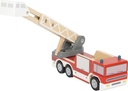 Small Foot Brandweerauto Met Draaibare Ladder Van Hout Speelvoertuig Met 360° Draaibare Ladder En Mand Speelgoed Voor Reddingsoperaties Vanaf 2 Jaa