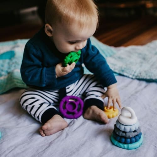 Jellystone Designs Baby Rainbow Stacker & Teether Toy Pastel