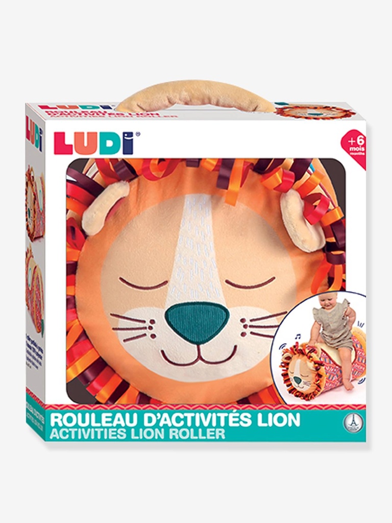 Ludi - Lion Activity Roller - Soft Textures and Sensory Activities - Inflatable Roller - Develops Motor Skills and Balance - from 6 Months