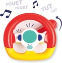 Ludi Aktivitätsplatte – Sound Und Leuchtendes Lenkrad Um Das Baby Im Auto Zu Beschäftigen Ab 18 Monaten Verstellbare Riemen 2 Befestigungsringe 