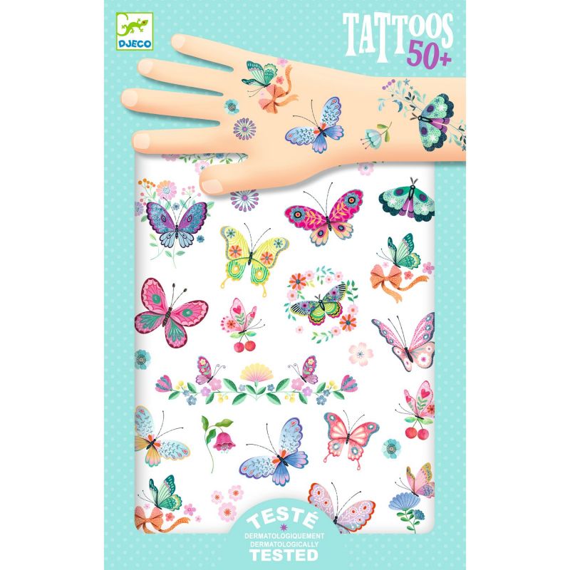 150pc Djeco Dream Butterflies Temporary/Fake Tattoos Sticker Party Kids 3y+
