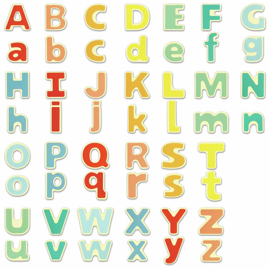 Hape: Magnetic Alphabet - 52pcs  Lower & Upper Case ABC Colorful Wooden Magnets  Perfect for Easels & Fridges  Preschool Word Learning  Kids Ages 3+