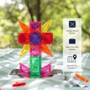 CONNETIX Magnetic Tiles Travel Mini Pack, 32 Pieces | Pack, Play and Create Anywhere with Mini Magnetic Tiles, Reusable Stickers and a Build-ready Tra