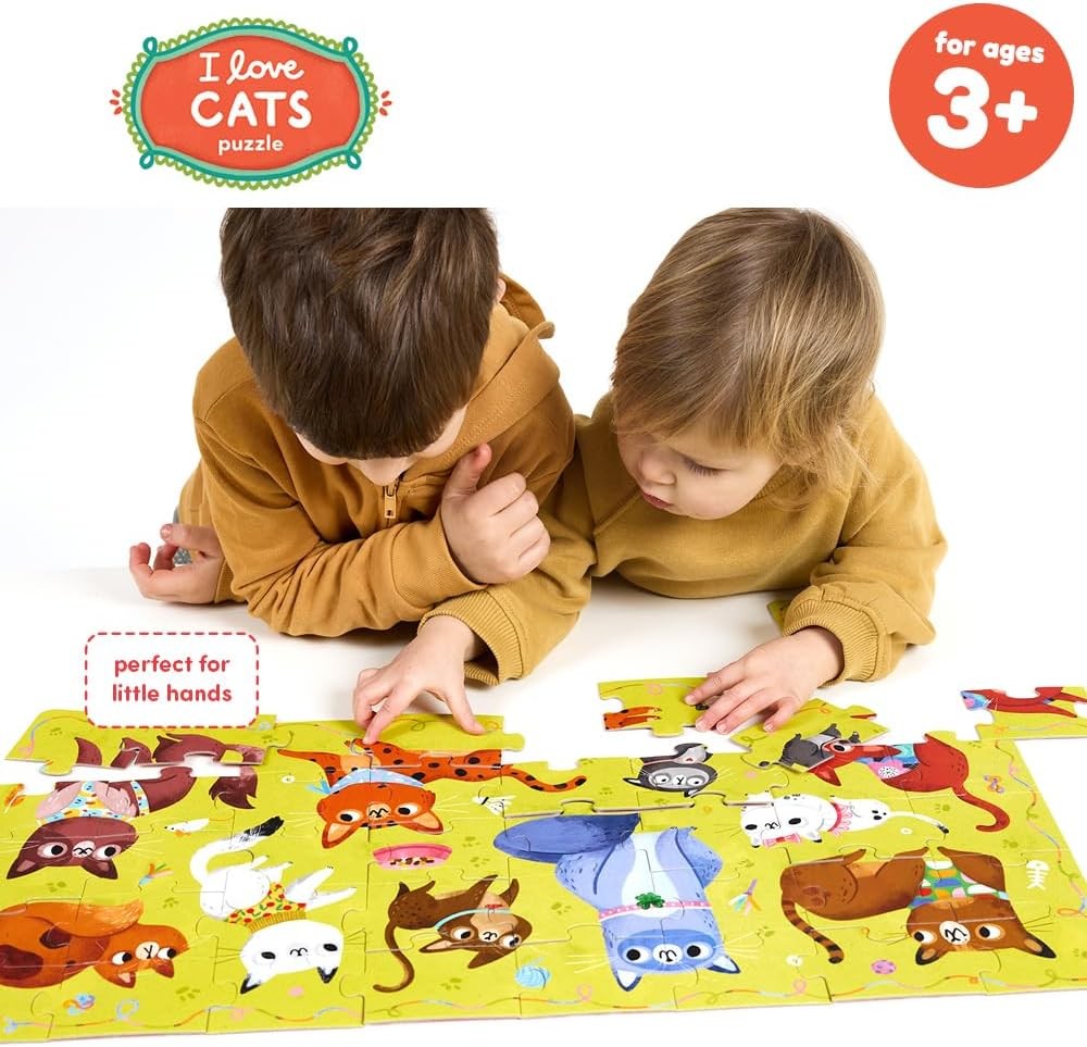 I Love Cats Kids Floor Puzzle - Includes 40 Large Jigsaw Pieces with a Big Completed Size of 26 12.6 - for Ages 3 Years and up