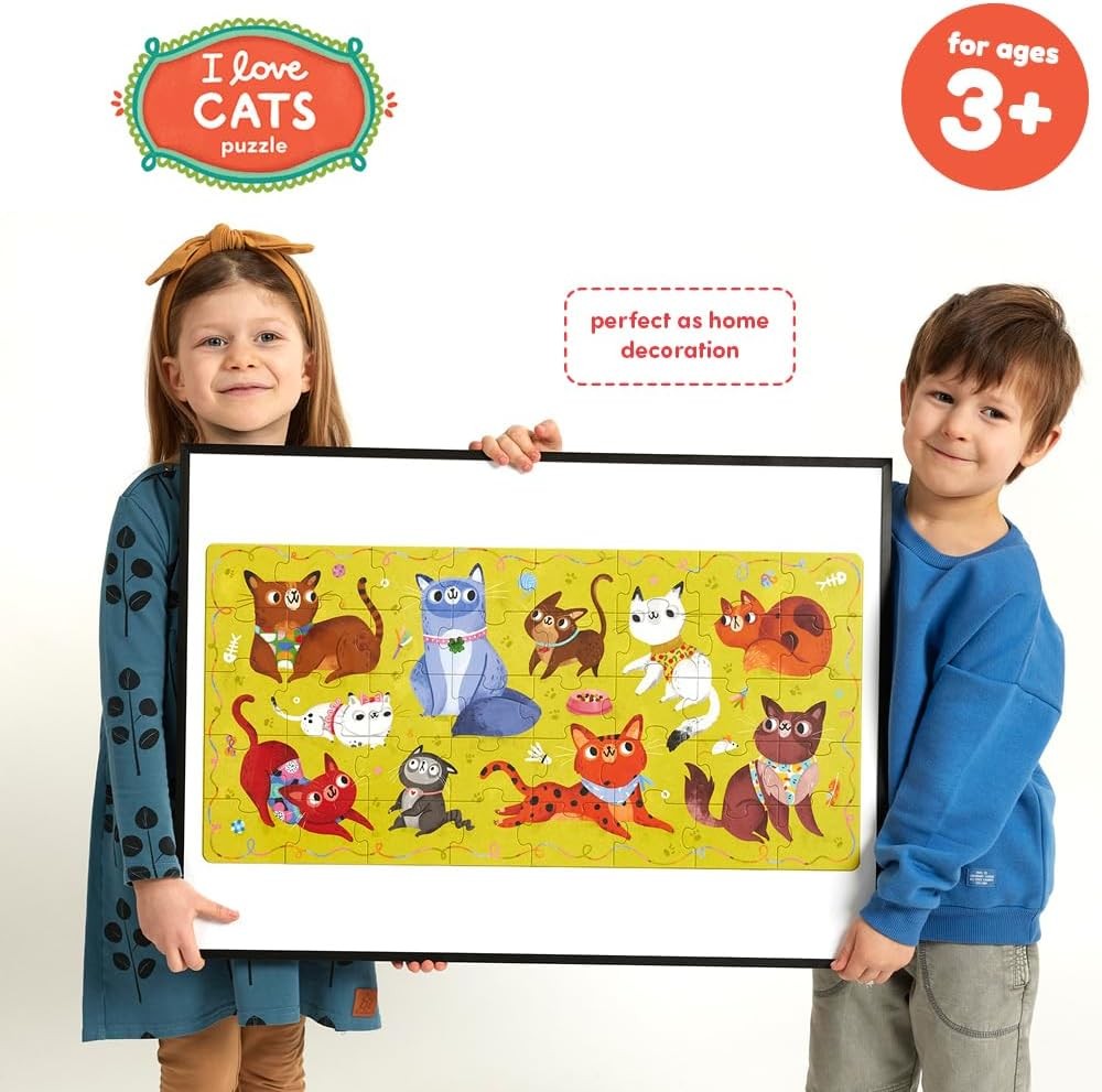 I Love Cats Kids Floor Puzzle - Includes 40 Large Jigsaw Pieces with a Big Completed Size of 26 12.6 - for Ages 3 Years and up
