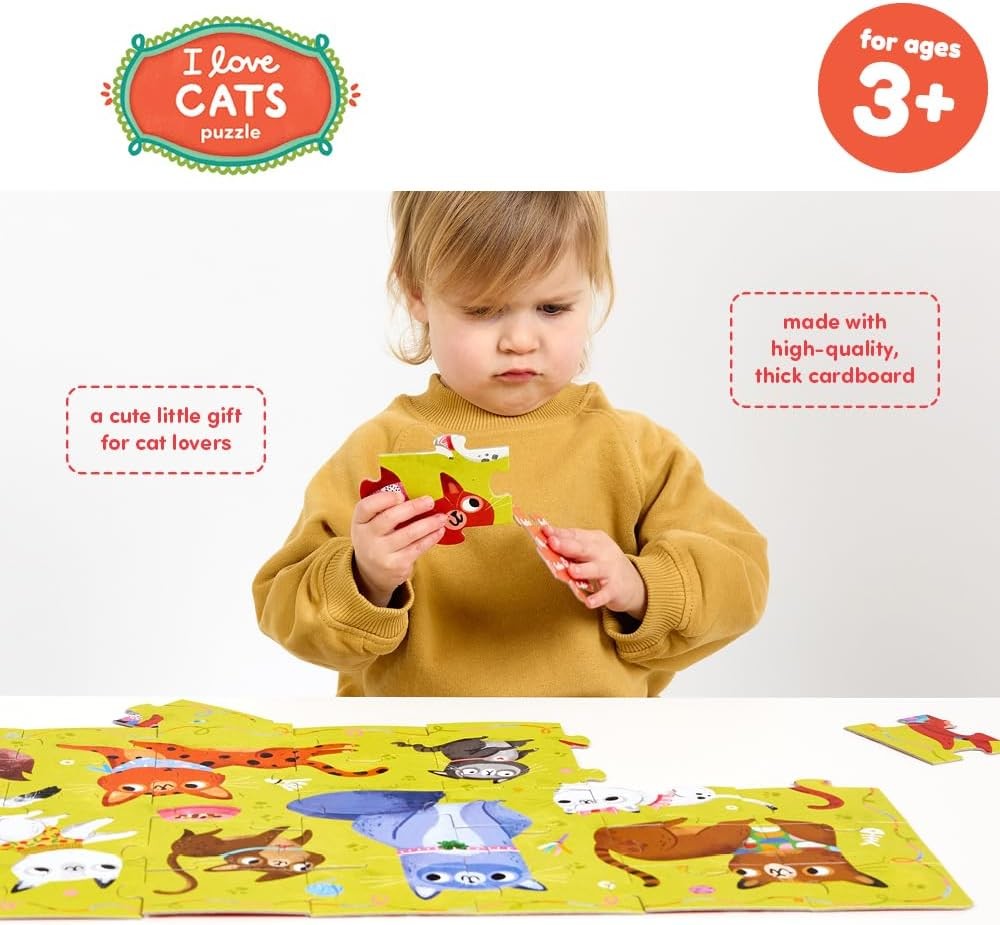 I Love Cats Kids Floor Puzzle - Includes 40 Large Jigsaw Pieces with a Big Completed Size of 26 12.6 - for Ages 3 Years and up