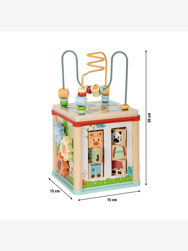 Small Foot Motor Activity Cube 'Jungle Friends' FSC® 100% Gecertificeerd Hout 5 Speeloppervlakken Voor Kinderen Vanaf 1 Jaar 12765