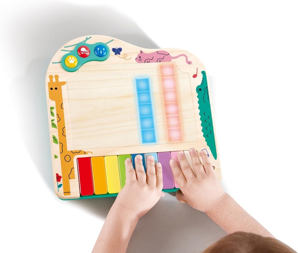 Hape Pixel Piano  Electic Keyboard Piano with Wooden-Feel Electric Keys and Light-up Pixels Display   Kid's Musical Toy for Musical Expression and Cre