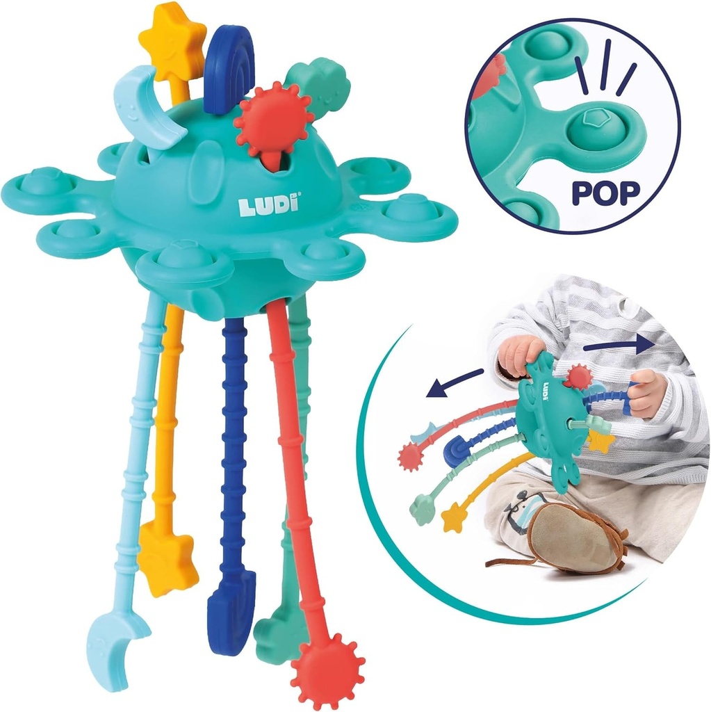 LUDI - Zippy Toy - Multisensory Stimulation Toy - Different Textures - Ergonomic - Soft Material - from 10 Months - Relieves Dental Thrust - Dexterity