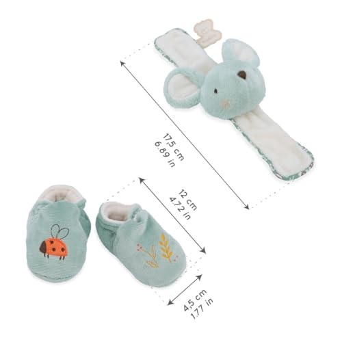 KALOO - Bracelet and Booties Set - Bracelet and Booties with Bell - Refined Gift for Birth - Promotes Development and Motor Skills - Personalised Gift