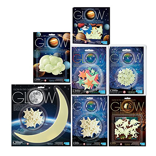4M: Glow: 3D Solar System - Glow-in-the-Dark Complete Solar System  Light Charging Wall & Ceiling Stick-Ons  Adhesive Tabs  Kids Room Decoration