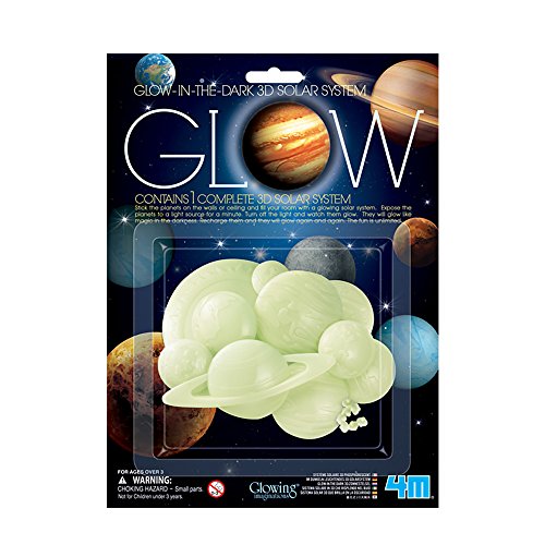 4M: Glow: 3D Solar System - Glow-in-the-Dark Complete Solar System  Light Charging Wall & Ceiling Stick-Ons  Adhesive Tabs  Kids Room Decoration