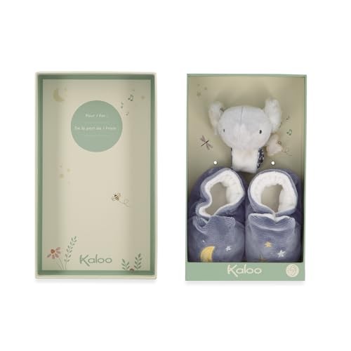 KALOO - Bracelet and Booties Elephant Set - Bracelet and Booties with Bell - Refined Gift for Birth - Promotes Development and Motor Skills - Personal