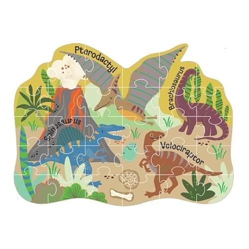 Floss & Rock Dino Shaped Puzzle, 30-Piece, 16 X 11.8-Inch, Multicolor