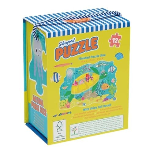 Floss & Rock Ocean Shaped Puzzle, 12-Piece, 14 X 9.4-Inch, Multicolor