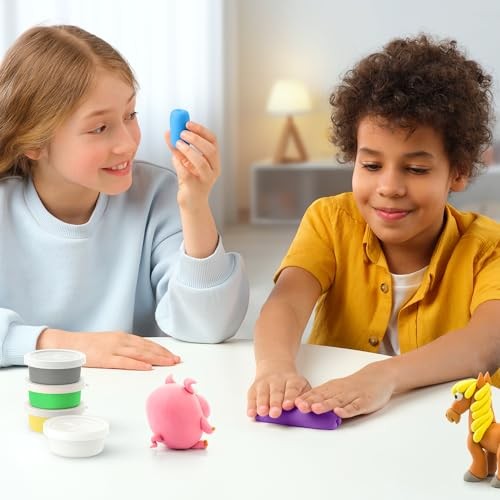 Hey Clay Animals - Claymate Sheep - Colorful Modeling Air Dry Clay for Kids 3+ - Air-Drying Clay Kit 3 Cans with Fun Interactive App