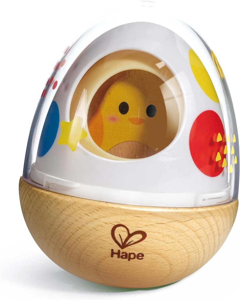 Hape: Wobble Wonder Stacker - Nesting Chicken & Egg Shell Toy  Reveal  Sorting & Stacking Play  Wobbling Animal Roly Poly  Baby-Toddler-Kids Ages 1+