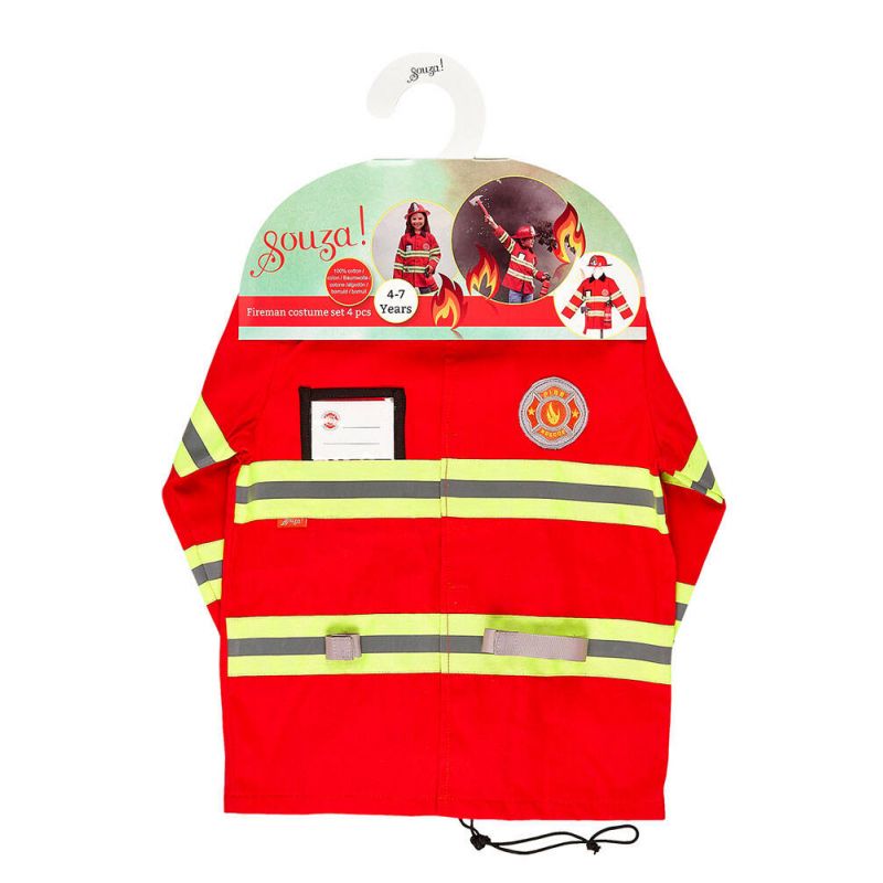 Fireman Costume Set for Children – Includes Accessories for Role-Play & Entertainment-sz 4-7 Yrs