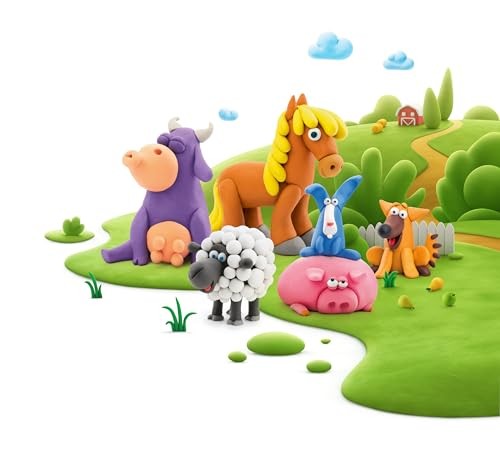 Hey Clay Animals - Claymate Sheep - Colorful Modeling Air Dry Clay for Kids 3+ - Air-Drying Clay Kit 3 Cans with Fun Interactive App