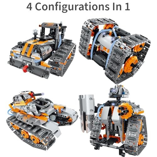 IM.Master STEM Academy: Mechanical Master - R/C 4-in-1: Tank Robot - 552pcs - Bricks Model Set: Tank-Robot-Cube-Car W/Remote Control, Building Blocks