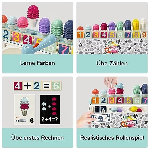 Topbright 1210902022de0001 Ice Cream Parlor Ice Cream Parlor Set, Educational Math Game and Cognitive Skills Development for Kids, Montessori Learning