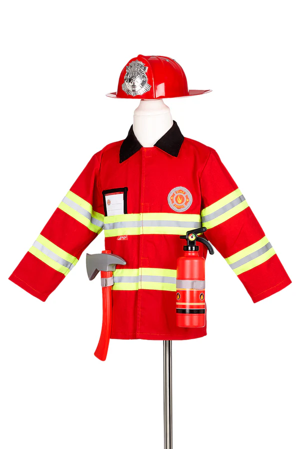 Fireman Costume Set for Children – Includes Accessories for Role-Play & Entertainment-sz 4-7 Yrs