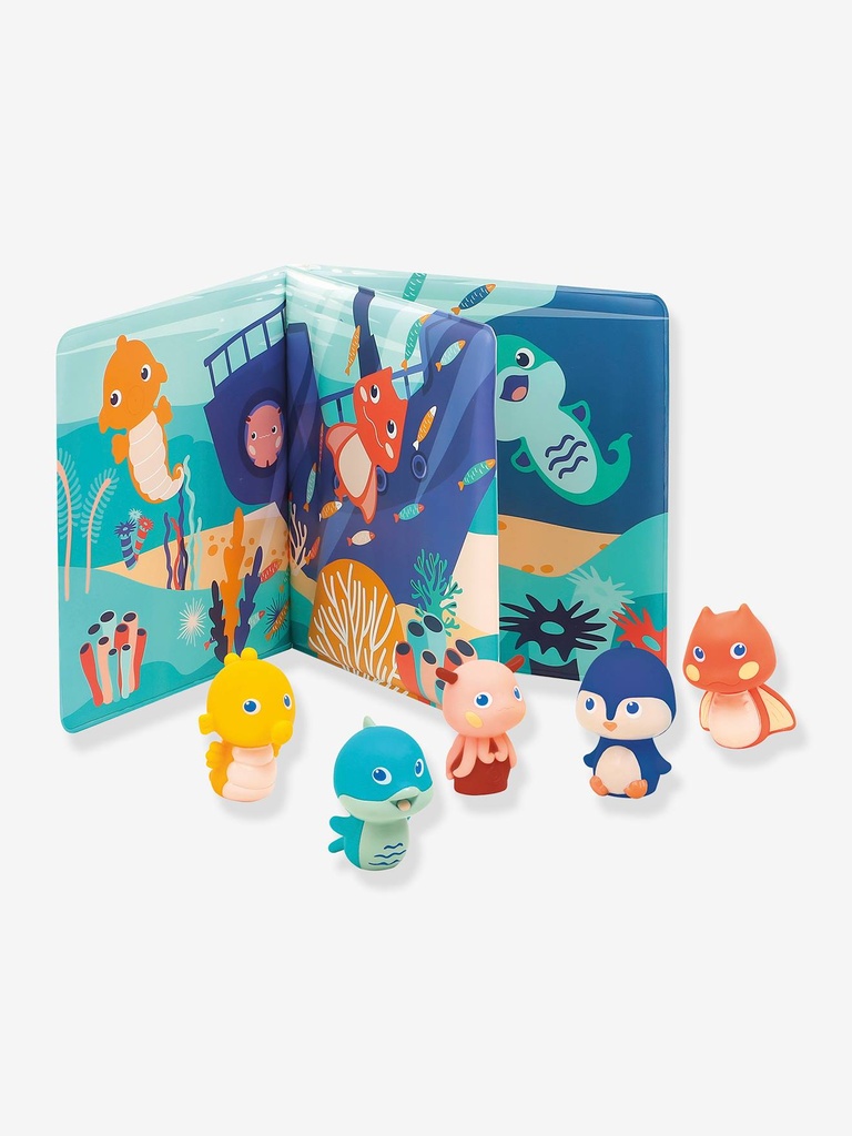 LUDI - Spelen Van Kunststof Voor Badtijd - 5 Vingerpoppen: Zeebodem - Gemakkelijk Schoon Te Maken - Ontwikkelt De Taal - Vanaf 10 Maanden
