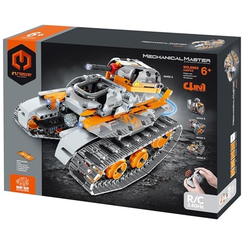 IM.Master STEM Academy: Mechanical Master - R/C 4-in-1: Tank Robot - 552pcs - Bricks Model Set: Tank-Robot-Cube-Car W/Remote Control, Building Blocks