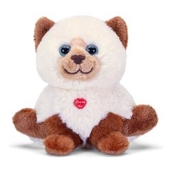 Peluche Gatto (15x16x12cm) BUSSI Bianco E Marrone 18187