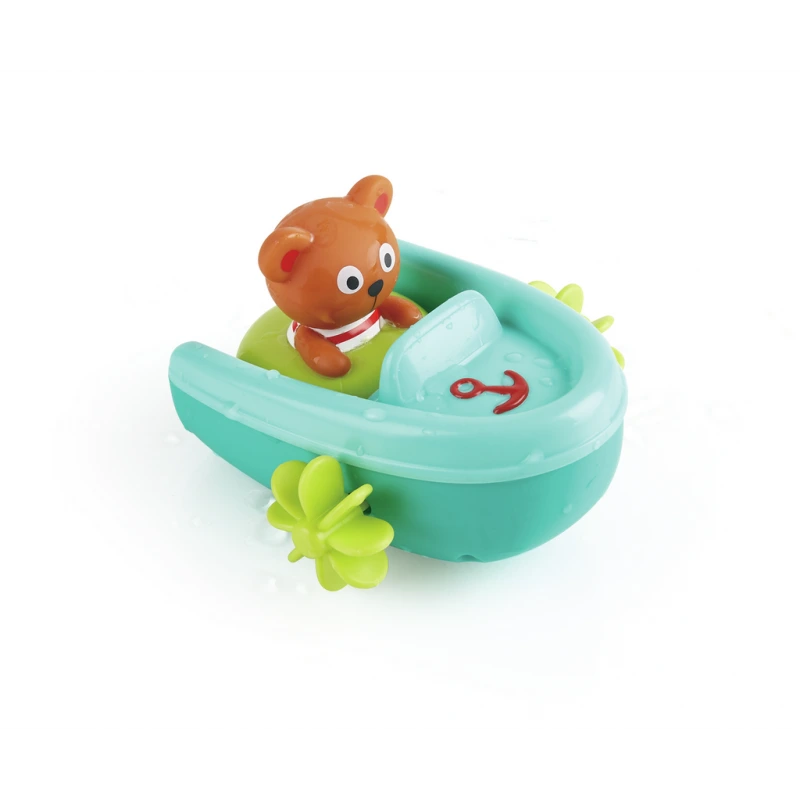 Hape Pull-Back Boat with Teddy Bear Figure Bath Toy, Multi