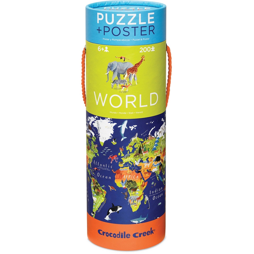Puzzle 200 Piezas, Poster Animales Mundi