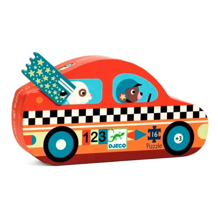 16pc Djeco the Racing Car Silhouette Jigsaw Puzzle Kids Game 25x25cm 3y+