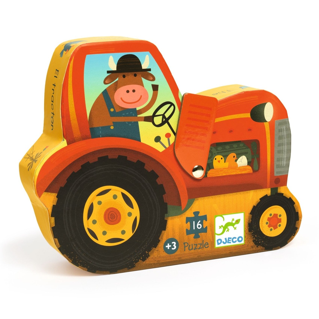 Puzzle 16 piezas silueta Tractor