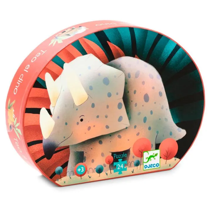 24pc Djeco Teo the Dino Silhouette Jigsaw Puzzle Kids Play Game 42x30cm 3y+