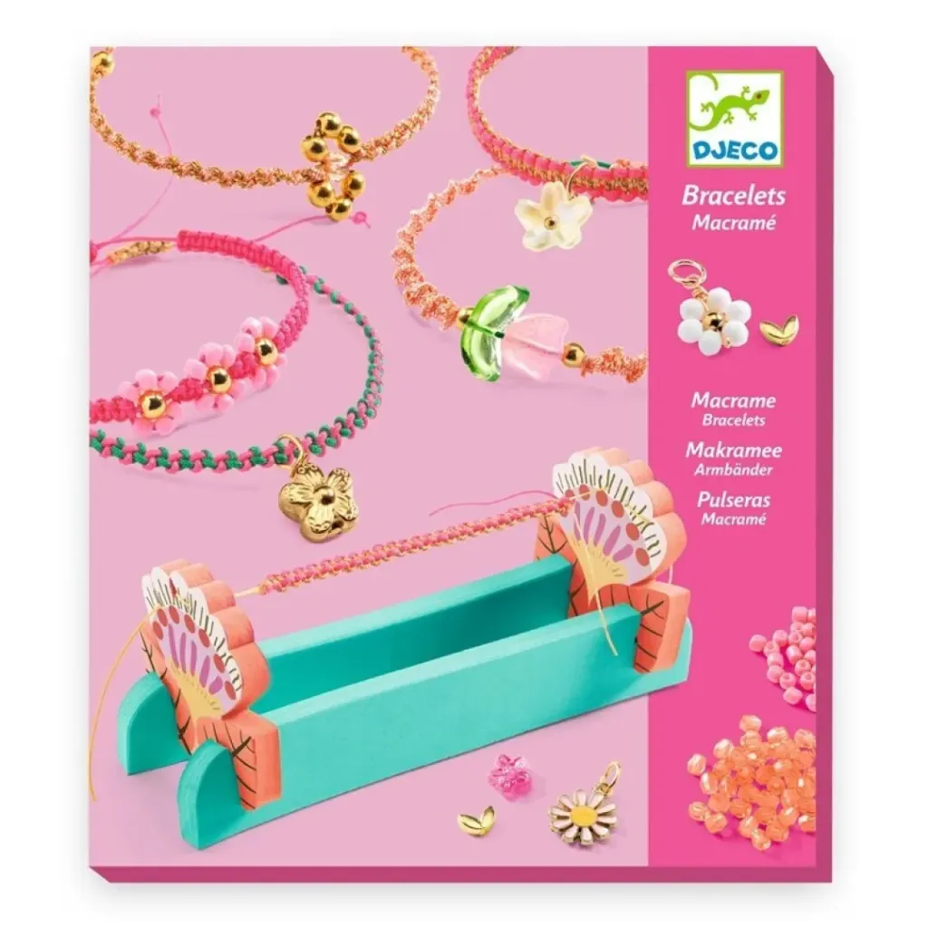 Pulseras de macramé rosas