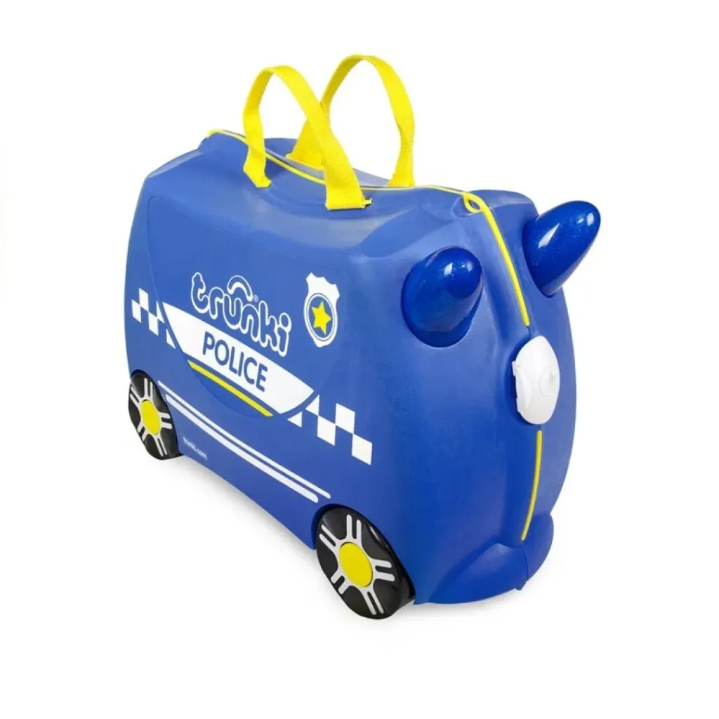Trunki Percy Police Car - Ride on Suitcase /Carry-on Bag - Blue
