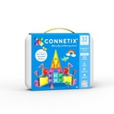 CONNETIX Magnetic Tiles Travel Mini Pack, 32 Pieces | Pack, Play and Create Anywhere with Mini Magnetic Tiles, Reusable Stickers and a Build-ready Tra