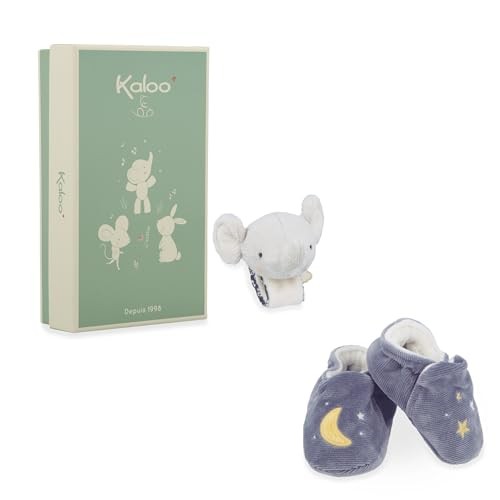 KALOO - Bracelet and Booties Elephant Set - Bracelet and Booties with Bell - Refined Gift for Birth - Promotes Development and Motor Skills - Personal