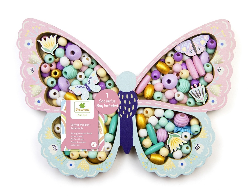 Pastellperlen Aus Holz - Schmetterling