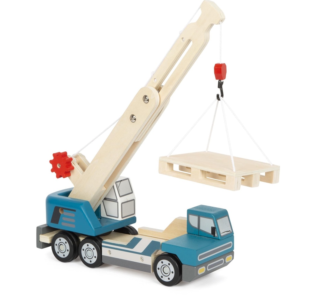 Small Foot Kraanwagen Met Pallet Van Hout Speelvoertuig Voor Kinderen Met 360° Draaibare Kraan En Accessoires Vanaf 2 Jaar 12639