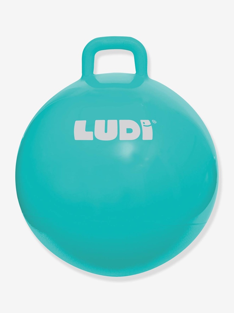 LUDI XXL Blue Hopper Ball Adapted Handle - Large Inflatable Jumping Ball - Thick and Elastic Plastic - Indoor and Outdoor Toy - to Become a Bouncing A