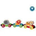 Hape: Jungle Journey Train - 3 Magnetic Linking Toy Trains  3 Wooden Animal Figures Ride the Brightly Colored Train  Toddlers & Kids 18 Months+