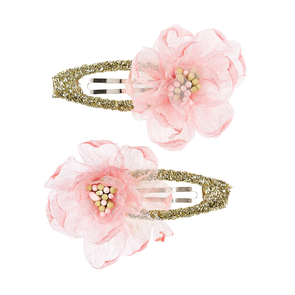 Pinzas Flores Dorado,Rosa